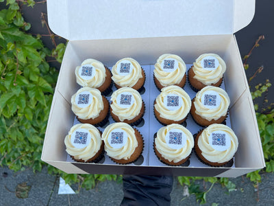 12 Pack of Assorted Cupcakes with Custom Image/ Logo Topper