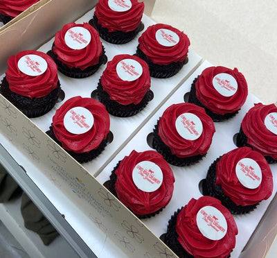 12 Pack of Assorted Cupcakes with Custom Image/ Logo Topper