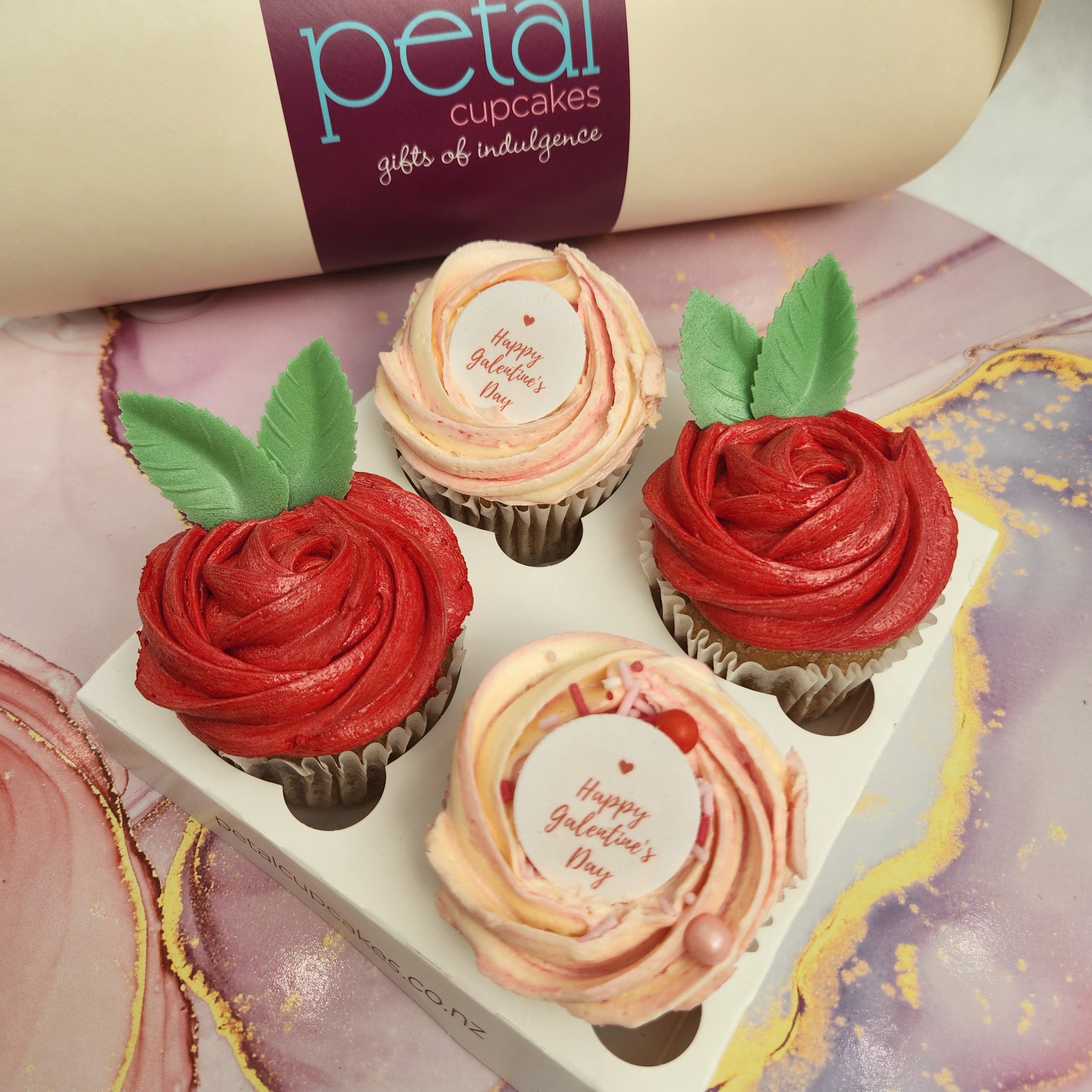 Vegan Gluten Free GALentine's Day Assorted 4 Pack Cupcakes Petal