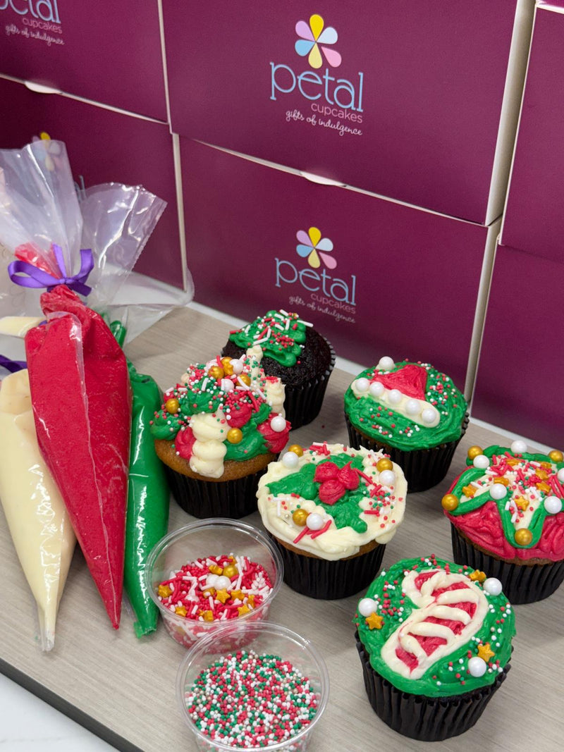 Christmas DIY Cupcake Box - Cupcakes, Icing & Sprinkles