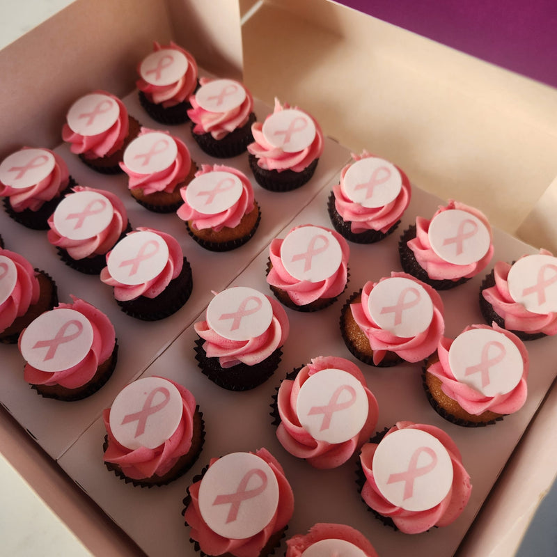 Pink Ribbon - 24 Mini Cupcakes
