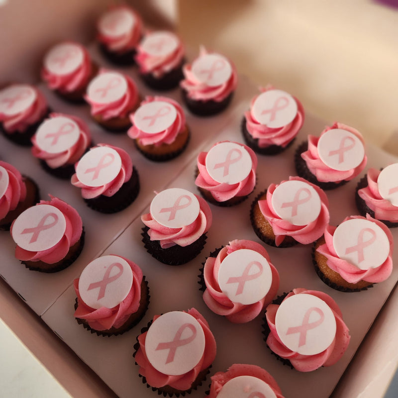 Pink Ribbon - 24 Mini Cupcakes