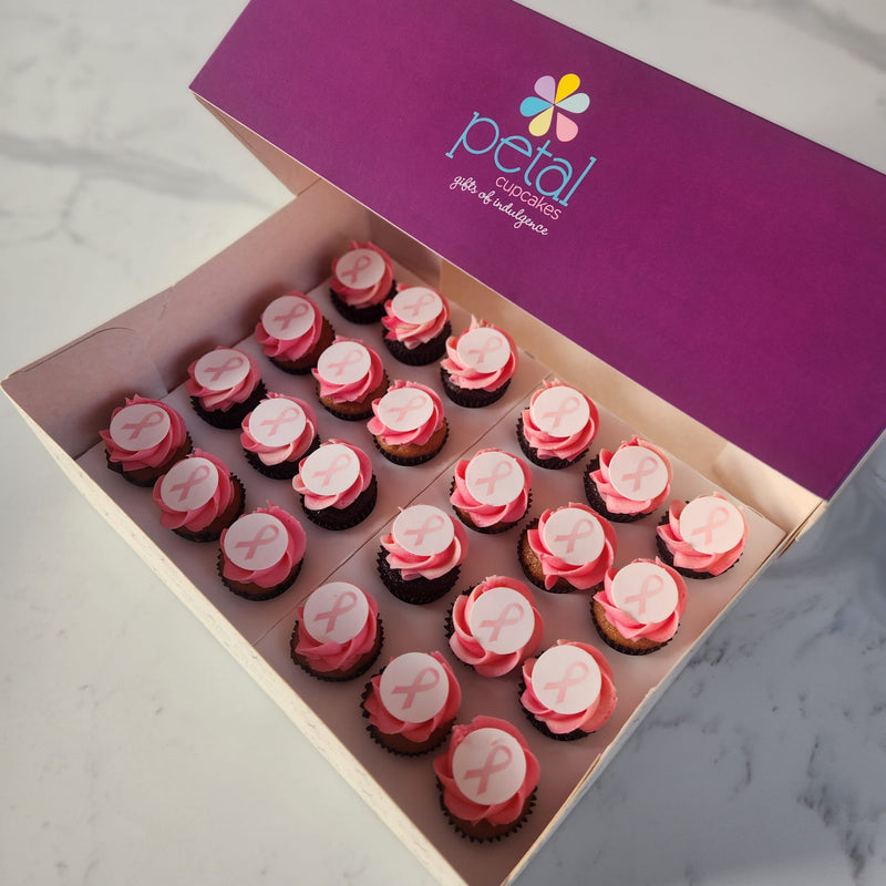 Pink Ribbon - 24 Mini Cupcakes