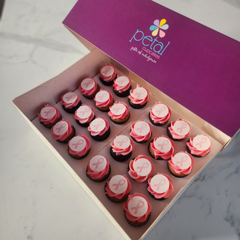 Pink Ribbon - 24 Mini Cupcakes