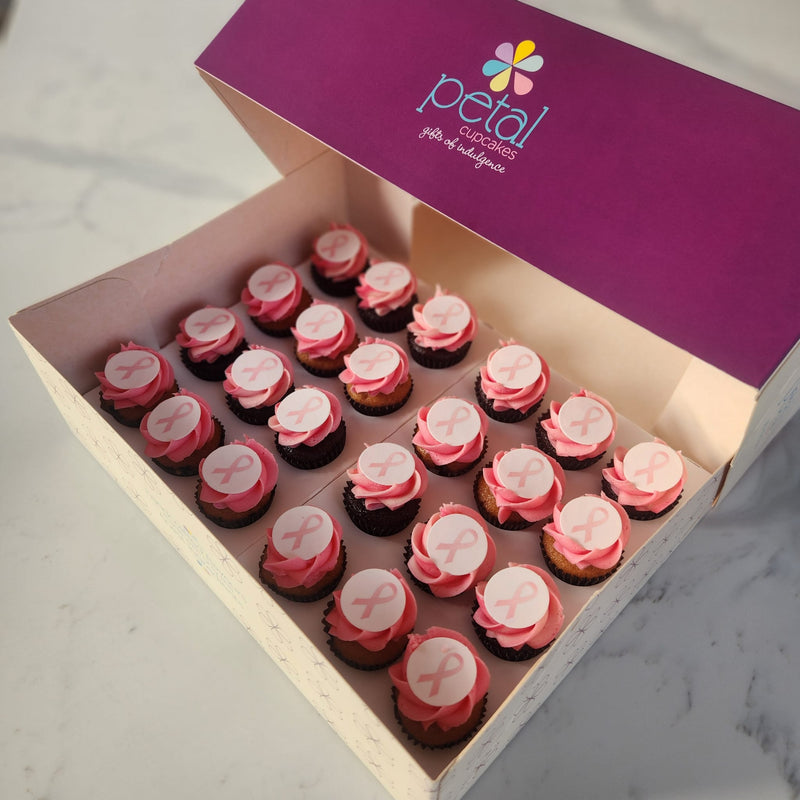 Pink Ribbon - 24 Mini Cupcakes