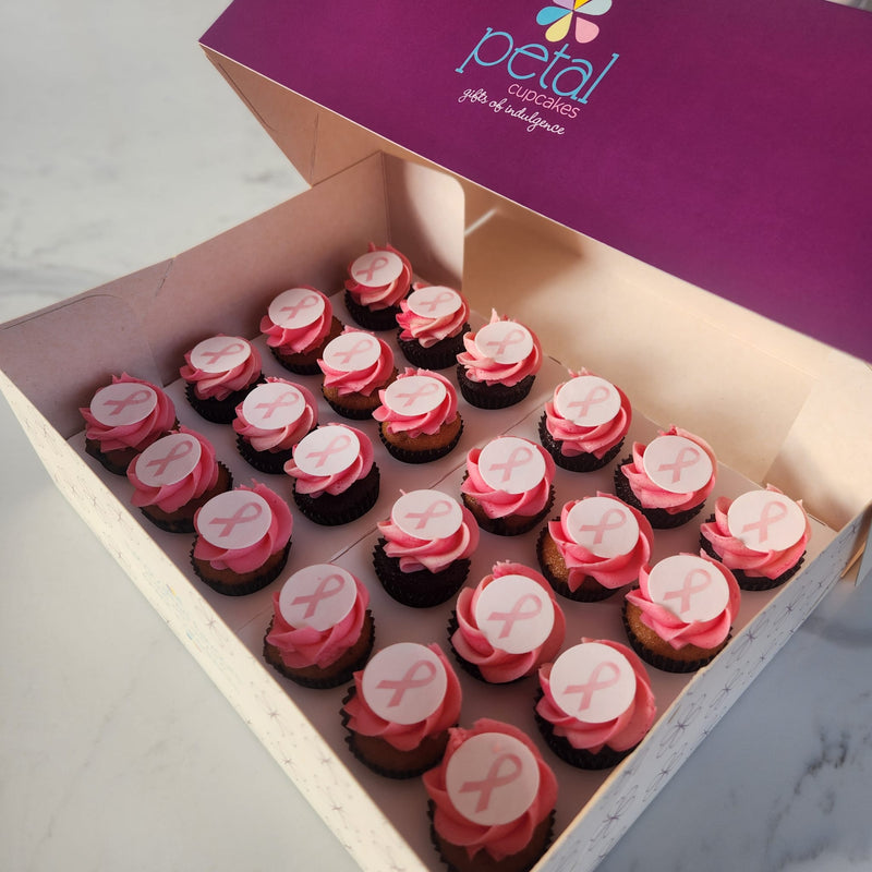 Pink Ribbon - 24 Mini Cupcakes