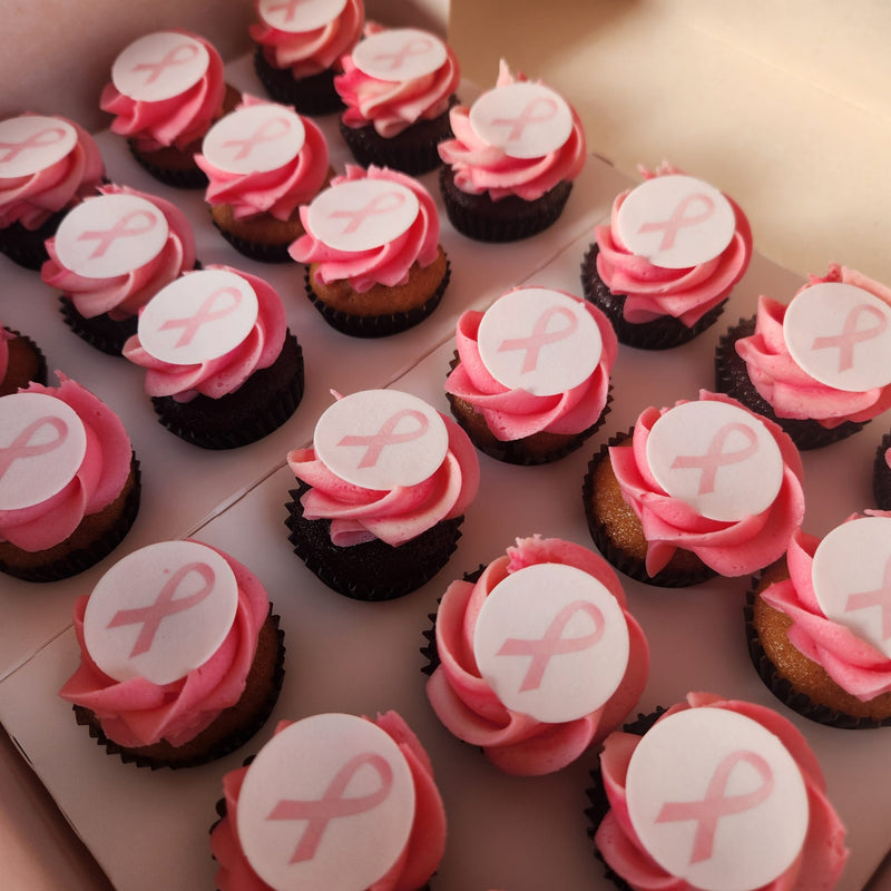 Pink Ribbon - 24 Mini Cupcakes