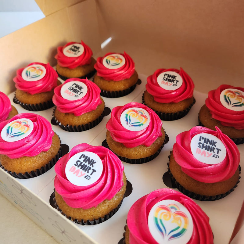 Pink Shirt Day Collection Cupcakes - 12 Regular Cupcakes