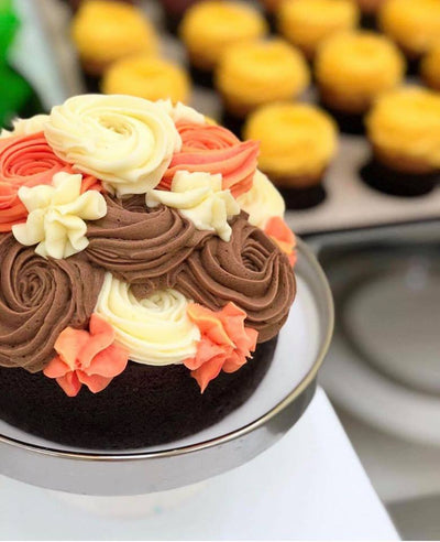 chocolate vanilla mango cake